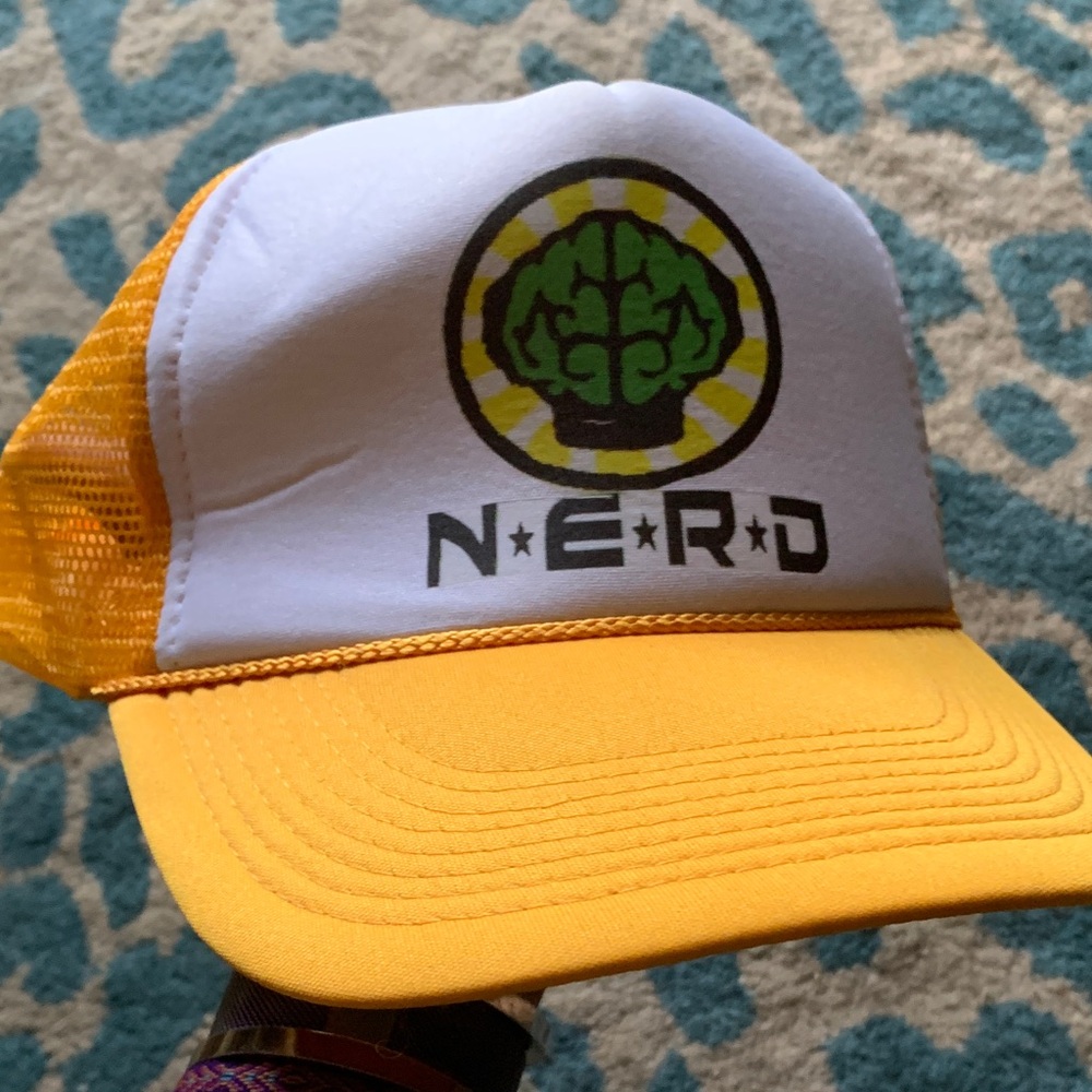 NERD Yellow and White Trucker Hat (UNWORN)